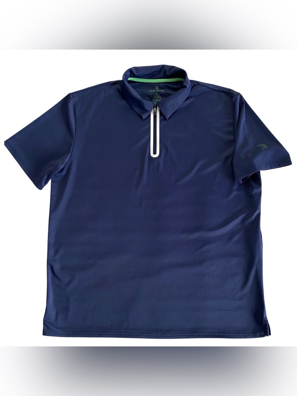 Tom Baine Performance Stretch Navy Zip Polo Shirt Men’s XL Short Sleeve